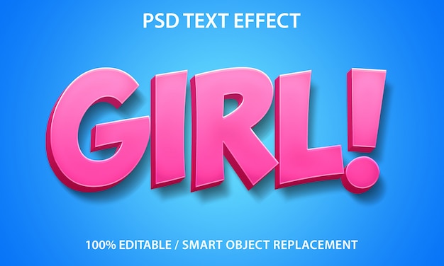 Editable text effect girl