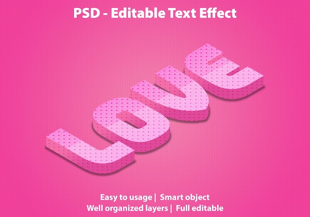 PSD editable text effect love premium