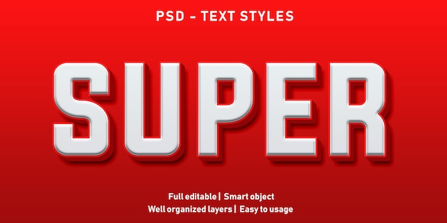 Editable text effect super