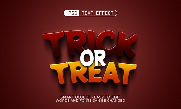 editable text effect trick or treat 3d style