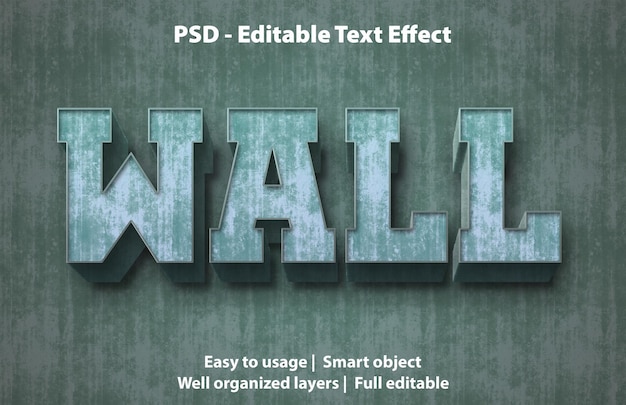 Editable text effect wall premium