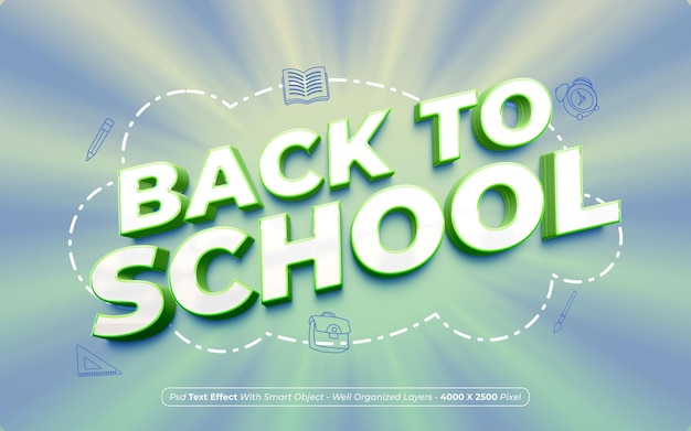 Editable text style effect back to School 3d text style theme