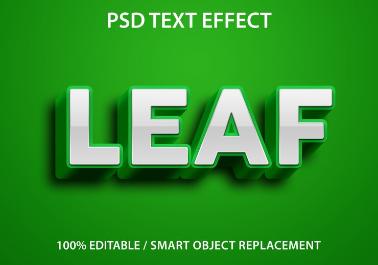Editable Texto Efecto Hoja Verde