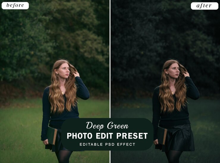 PSD editar fotos de psd deep green filtro preestablecido para el diseño de banners de sitios web de comercio electrónico de moda