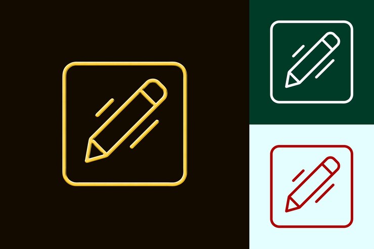 PSD editar íconos con un pequeño contorno de lápiz y unas pocas líneas alrededor de diseños de íconos minimalistas abstractos