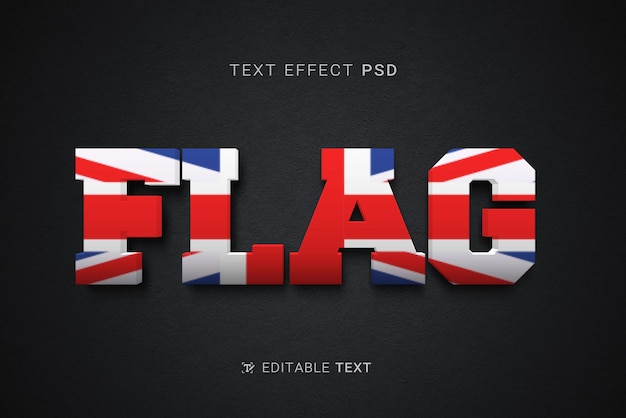 Editar la tabla de texto Efecto de la bandera del Reino Unido