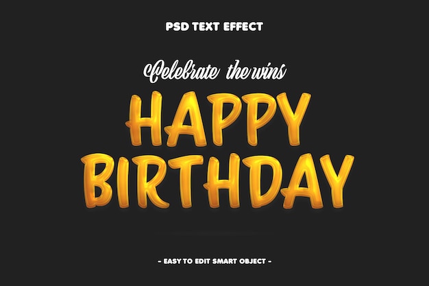 Editável feliz aniversário texto efeito letras douradas