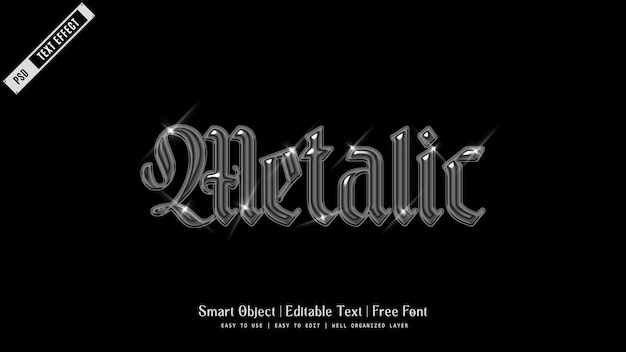 Editierbare Text-Effekt-Vorlage im Metall-Chrom-Stil