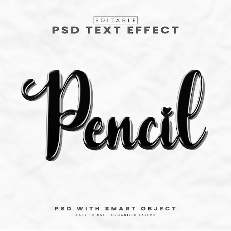 PSD editierbarer text-stil-effekt mit bleistift