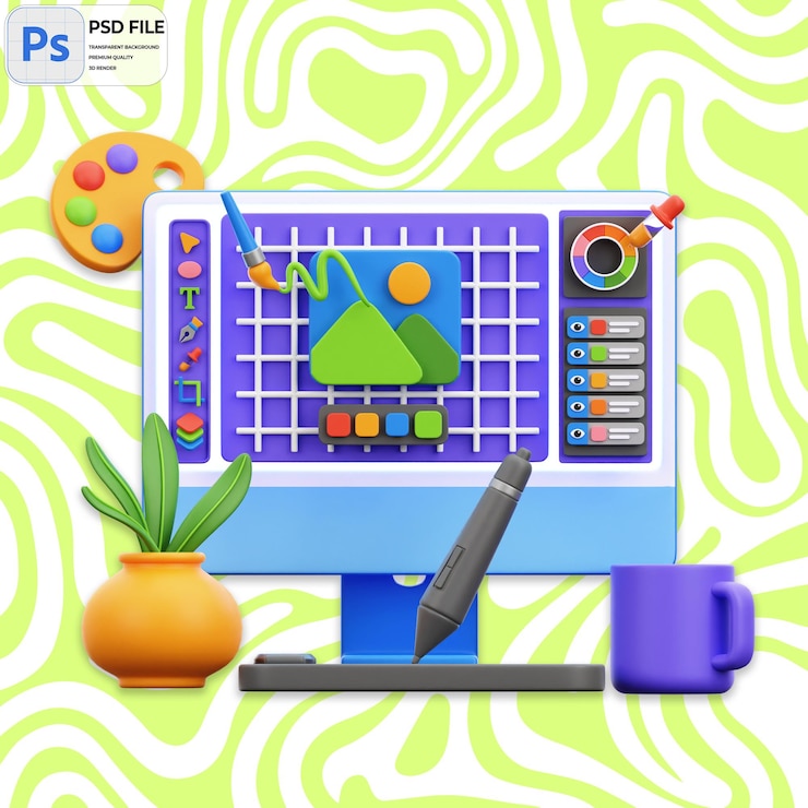 PSD editore di immagini 3d online illustration render icon isolato png