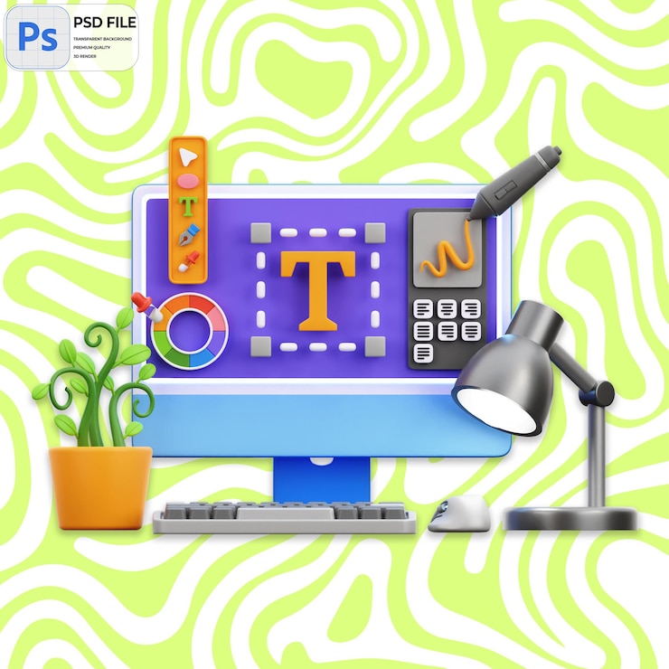 PSD editore di testo 3d online illustrazione render icon isolato png