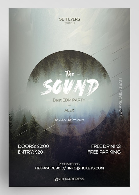 EDM Sound EDM Music Live-Auftrittsflyer-Design