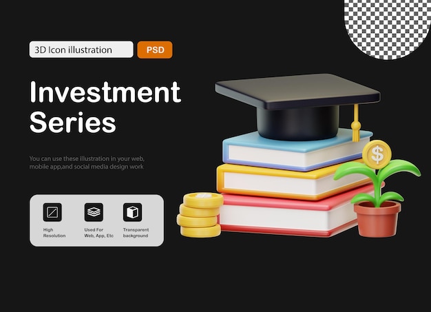 PSD educação sobre investimentos em 3d
