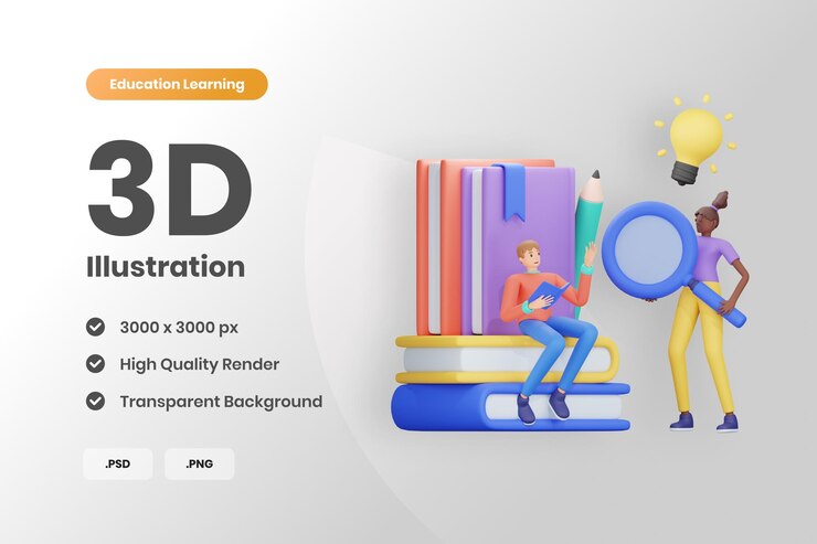 Educación 3D Aprendizaje Estudiantes Discusión Juntos Ilustración