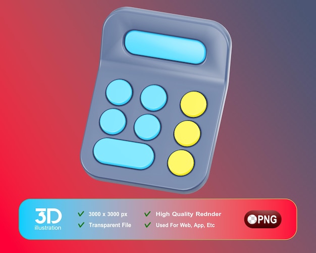 PSD educación 3d icono calculadora png