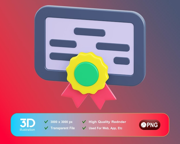 PSD educación 3d icono diploma png