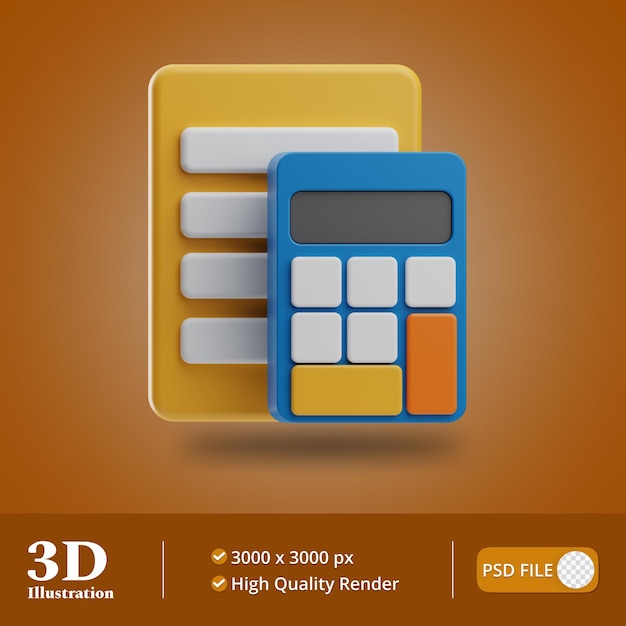 PSD educación objeto calculadora ilustración 3d