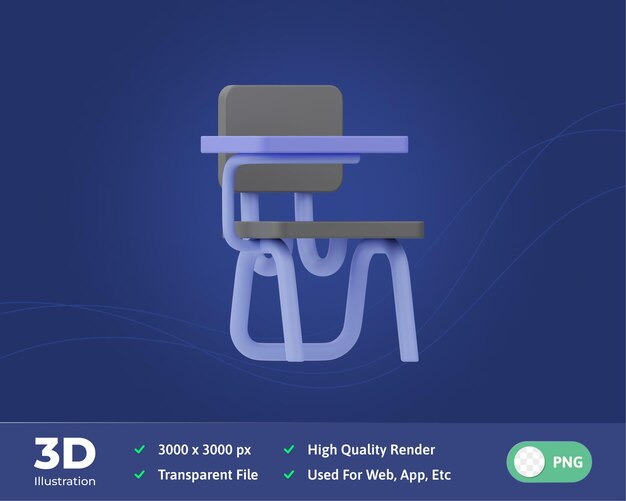 Educación silla Ilustración 3D