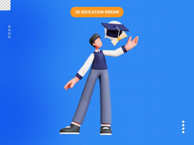 PSD educación sueño personaje 3d