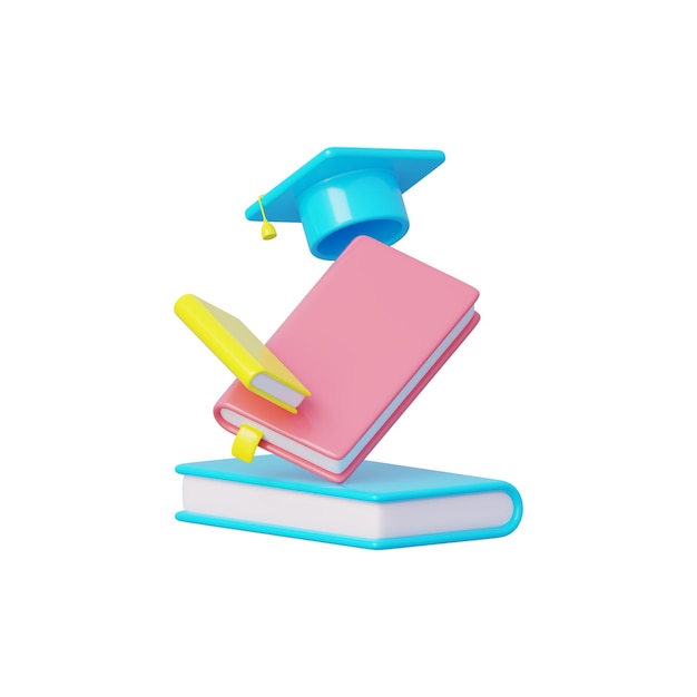 Education icon books graduation hat