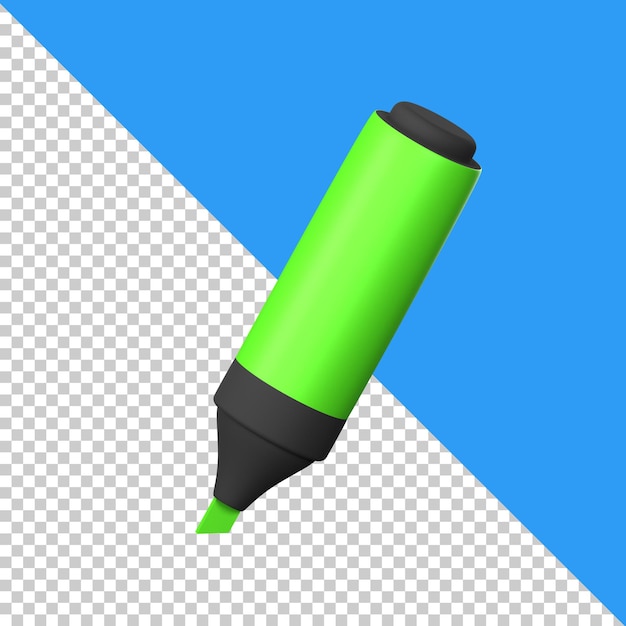 Education Pack 3D Icon Highlighter with White Background