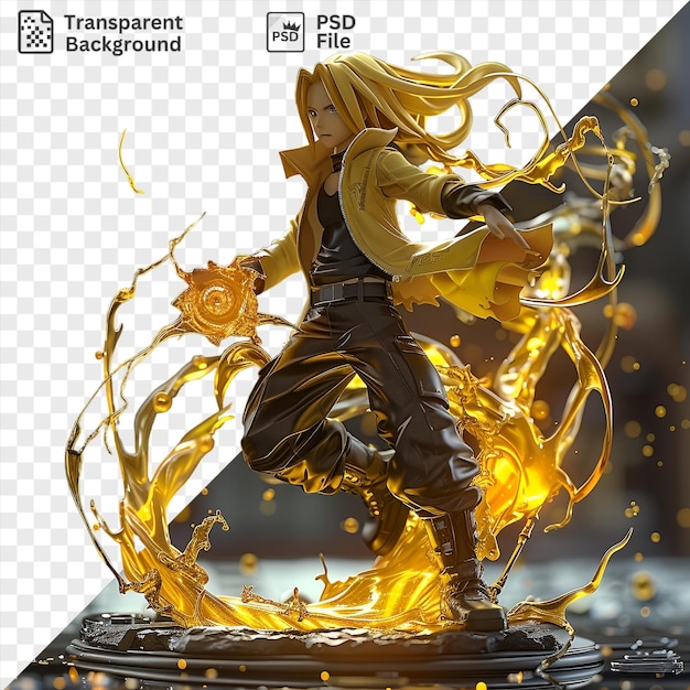 PSD edward elric de fullmetal alchemist está transmutando un objeto en una serie de imágenes