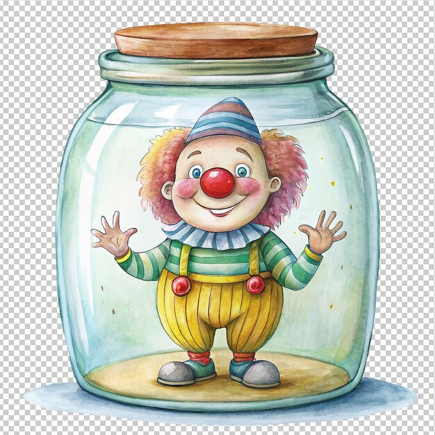 Edward leer drawing clown in huge jar on transparent background