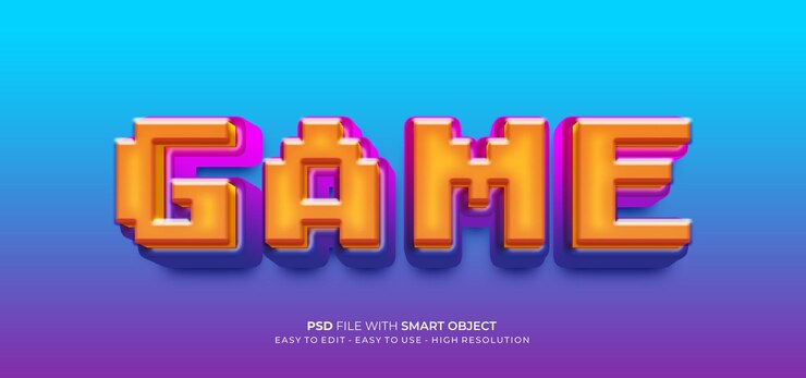PSD efecto 3d de estilo de texto de juego