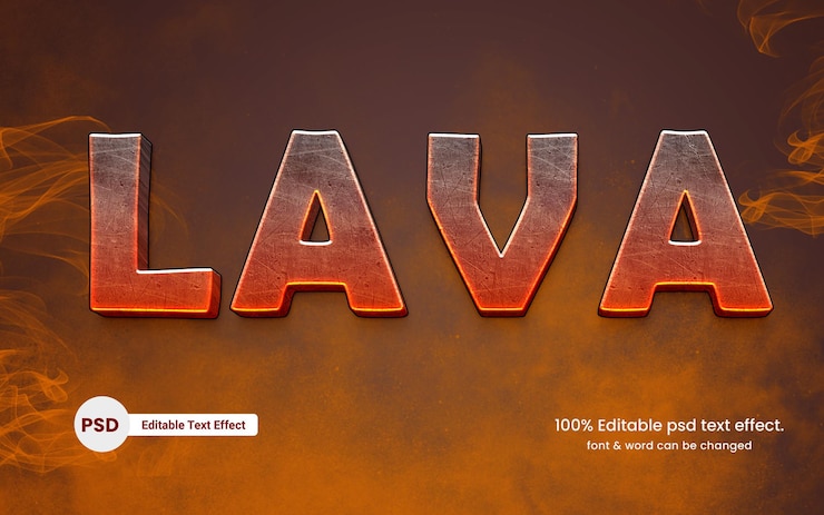 PSD efecto 3d de estilo texto de lava
