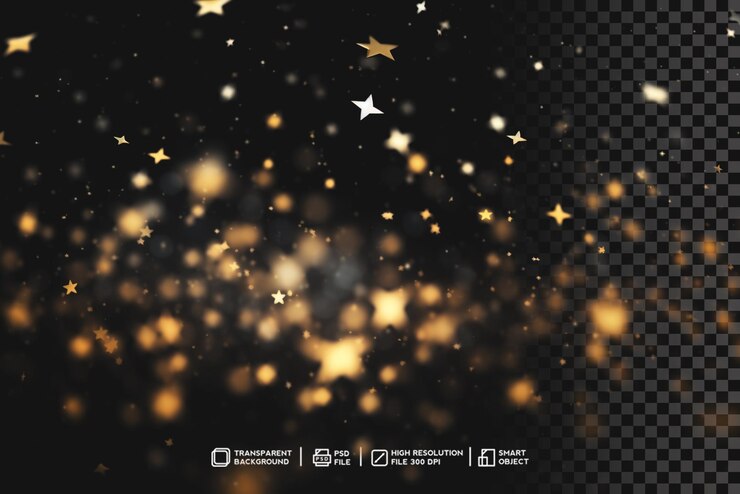 Efecto Bokeh de estrella de luz cautivadora con brillo realista sin fondo