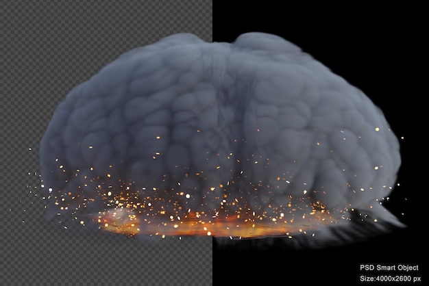 Efecto de bola de fuego render 3d aislado