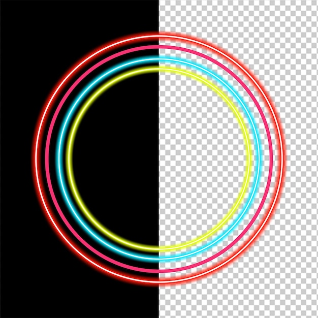 Efecto de brillo del círculo de neón psd transparente