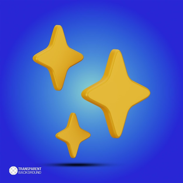 Efecto de brillo de las estrellas doradas en 3D