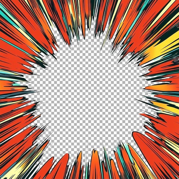 Efecto cómico PNG Frontera en fondo transparente Generado por Ai