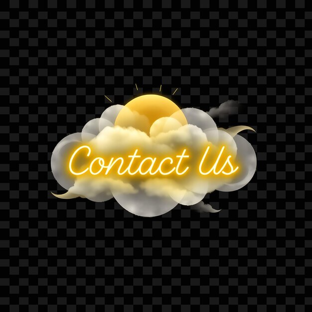 Efecto Contacte con nosotros Texto en estilo de nube de neón Nubes suaves y vientos suaves giran alrededor del botón C