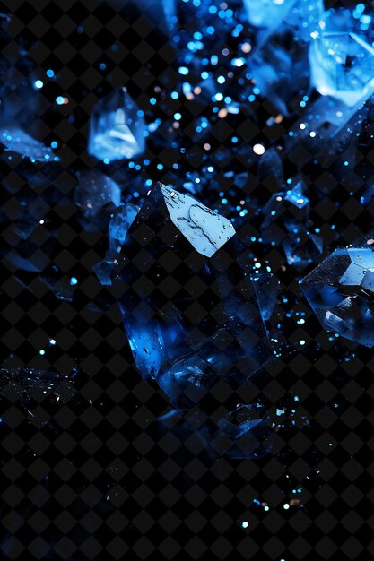 Efecto de cristal de polvo índigo con patrones de cristal y color de neón mágico índigo en fondo oscuro