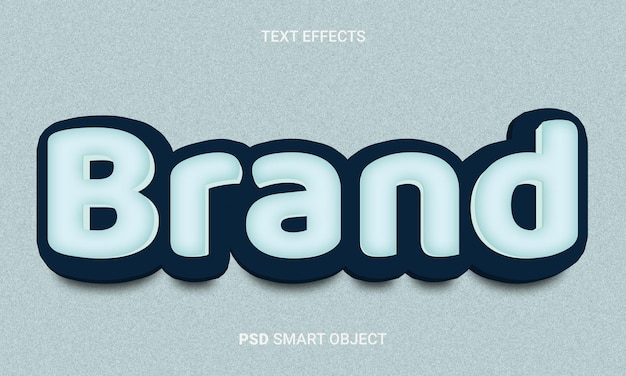 PSD efecto editable de texto 3d de marca con objeto inteligente