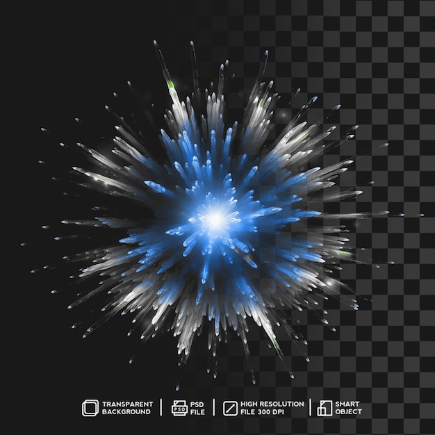 Efecto energético de ráfaga de luz azul vivo sobre fondo transparente aislado