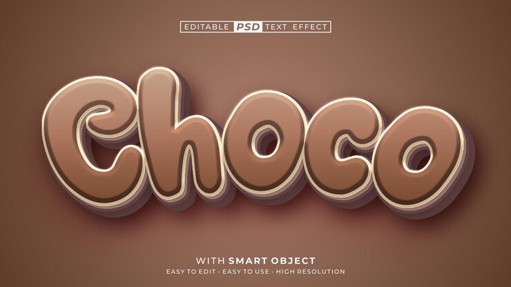 PSD efecto de estilo 3d de texto choco