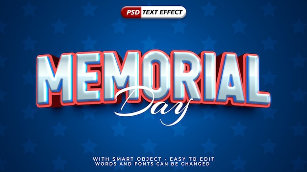 PSD efecto de estilo 3d del texto del día conmemorativo