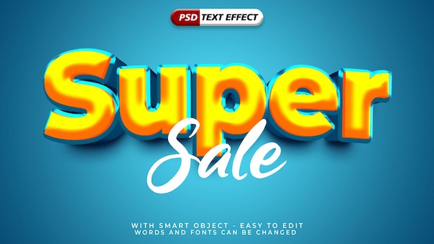 PSD efecto de estilo 3d de texto de súper venta