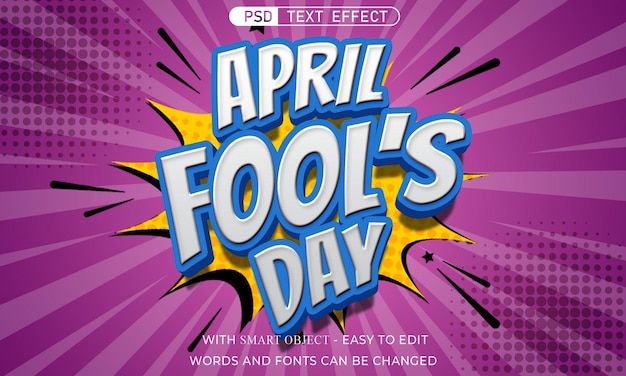 PSD efecto de estilo cómico de texto editable para el día de los tontos de abril