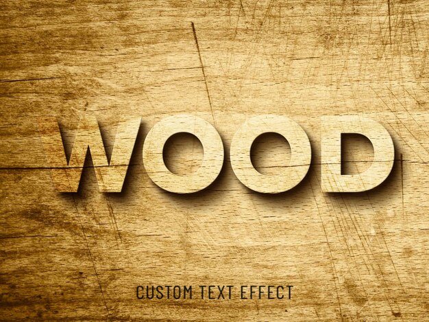 Efecto de estilo de fuente de madera de maqueta 3D