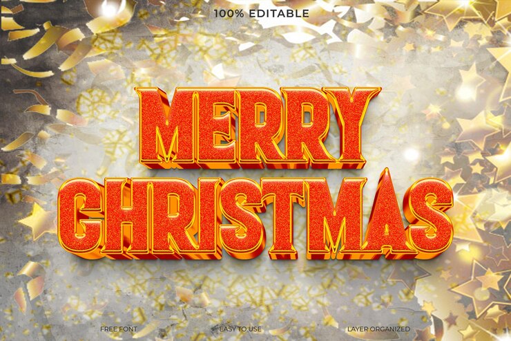 PSD efecto de estilo de navidad feliz en 3d