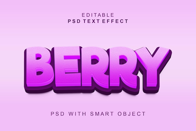 Efecto de estilo de texto 3D Berry