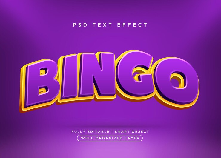 PSD efecto de estilo de texto 3d de bingo