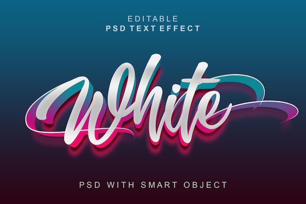 Efecto de estilo de texto 3d blanco