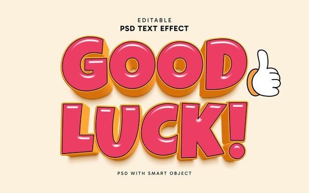 Efecto de estilo de texto 3D de buena suerte