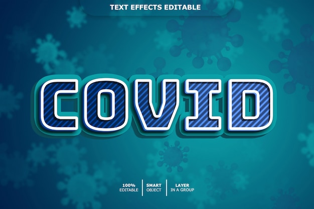 PSD efecto de estilo de texto 3d covid