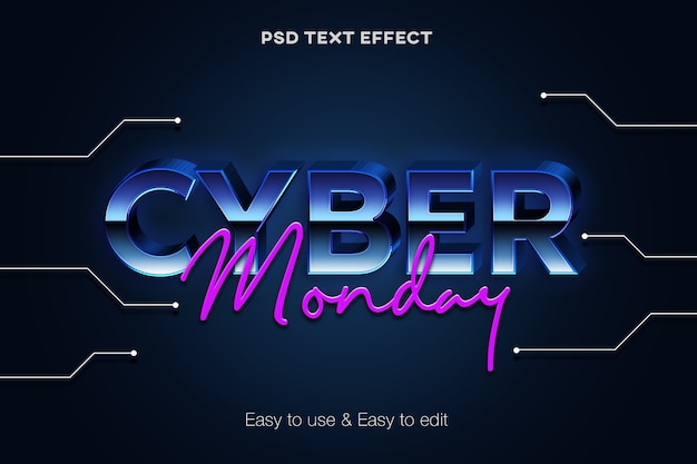 PSD efecto de estilo de texto 3d cyber monday